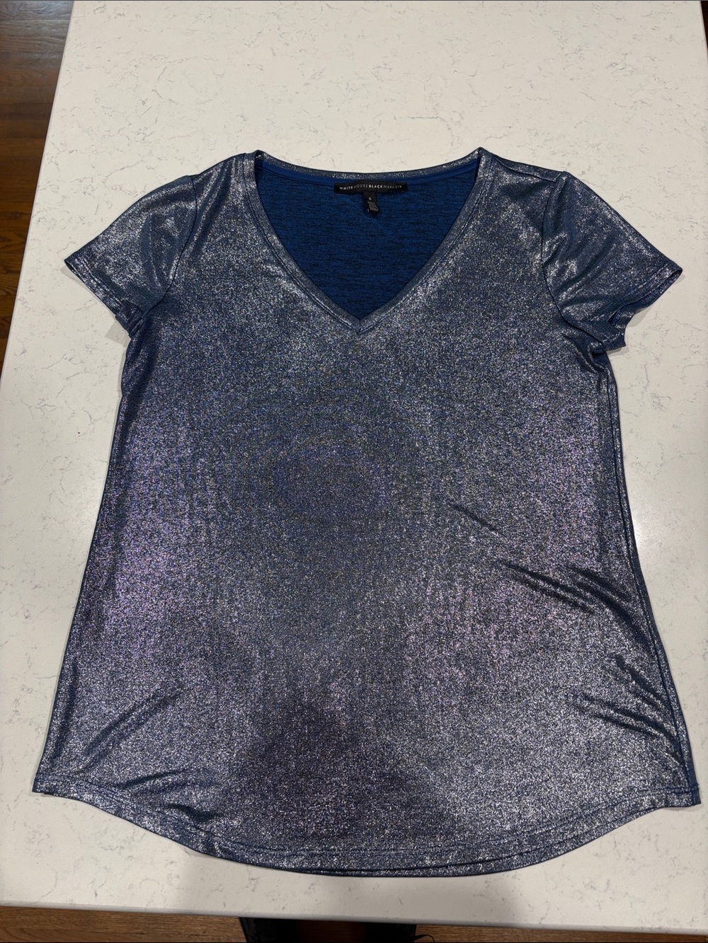 WHBM Sparkle V-Neck Short Sleeve Top